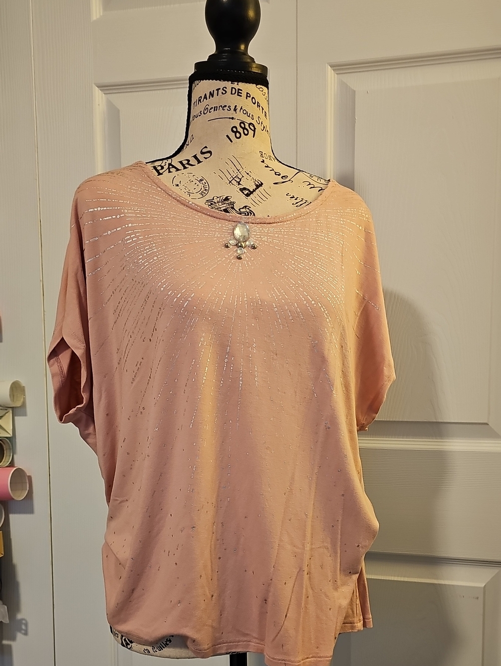 Ruby Rd. Blush Pink Short-Sleeve Jewel Accent Top